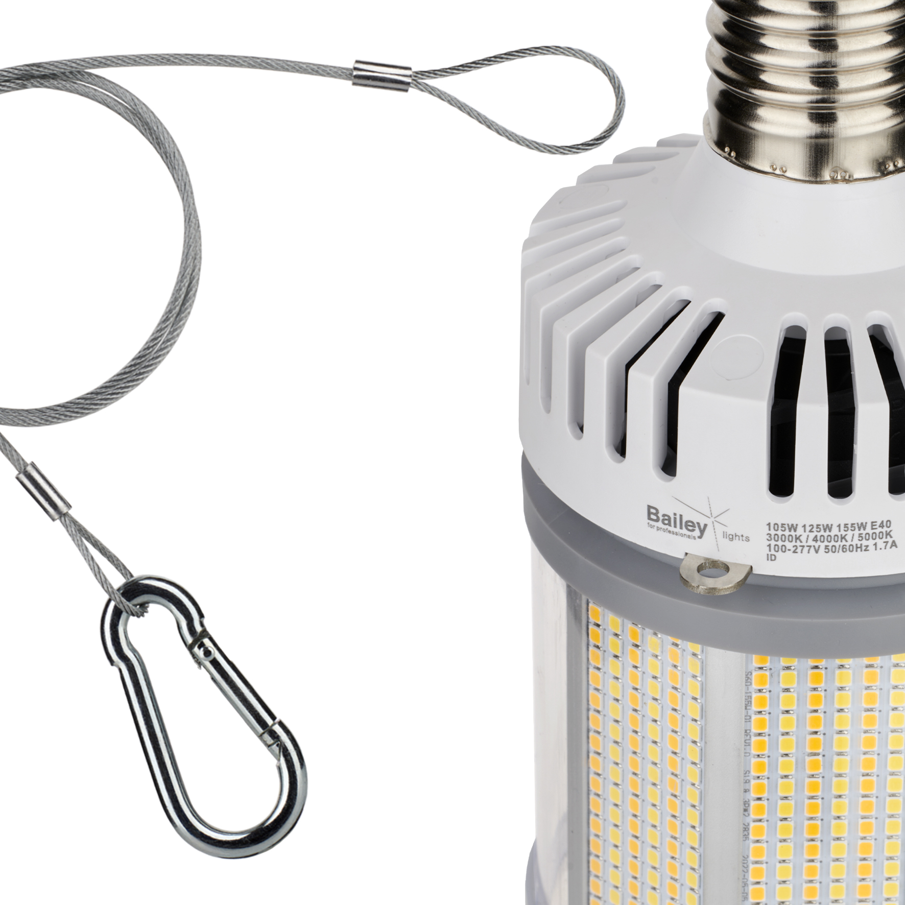 146009 Bailey Electric LED Corn E40 LED Corn Lamp, Neutral White, Clear, Single Ended shape
