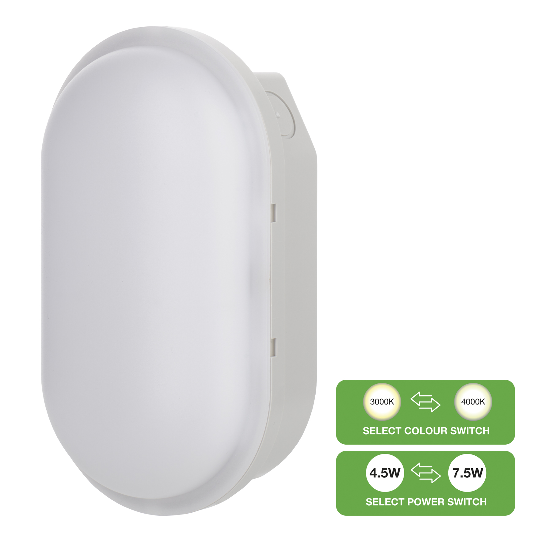 Bailey Electric & Electronics bv Oval Oval LED Bulkhead Light, 220V, 240 V Lamp Supplied, IP54, LED Bulkhead