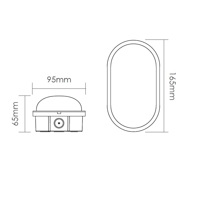 146041 Bailey Electric & Electronics bv Oval Oval LED Bulkhead Light, 220V, 240 V Lamp Supplied, IP54, LED Bulkhead
