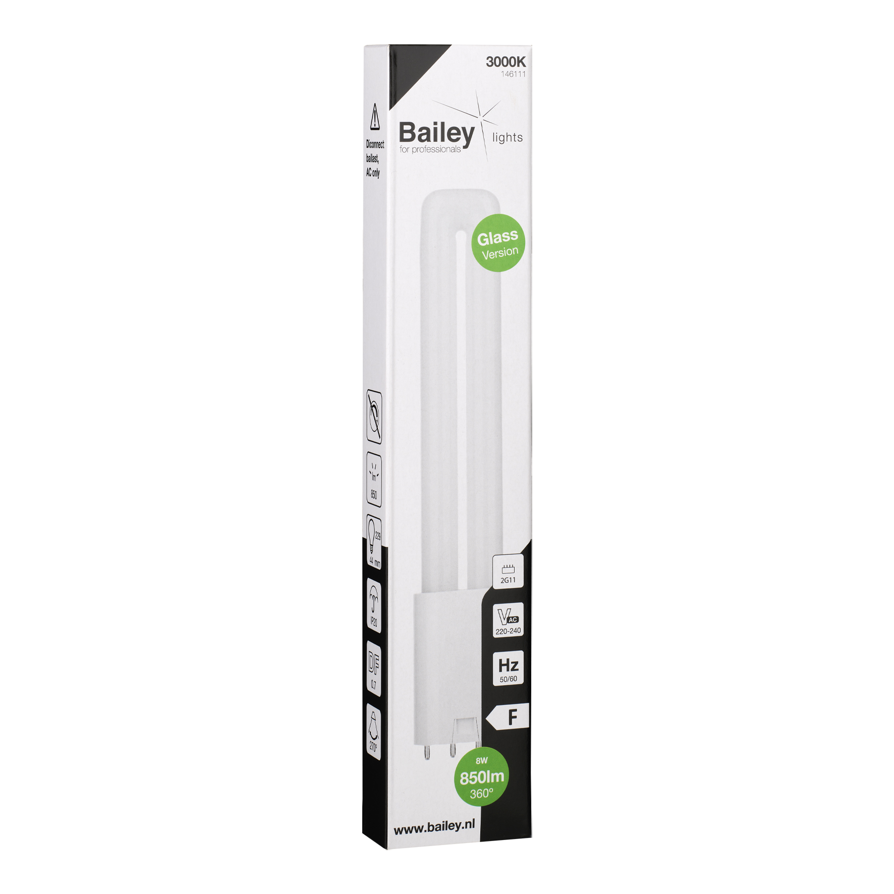 146111 Bailey Electric LED PL 2G11 LED Bulbs, Warm White, Clear, Single Ended shape