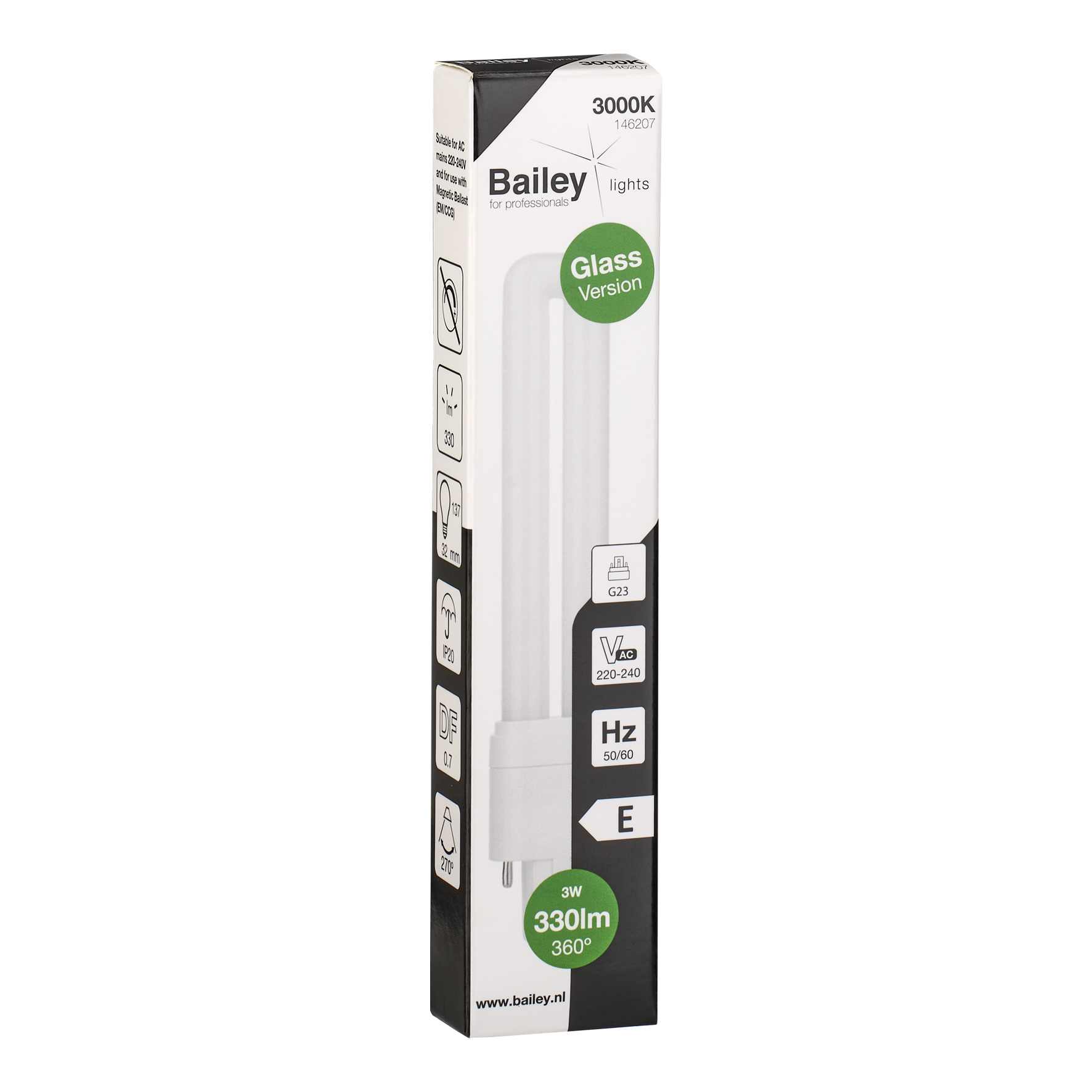 146207 Bailey Electric LED PL G23 LED Bulbs, Warm White, Clear, Single Ended shape
