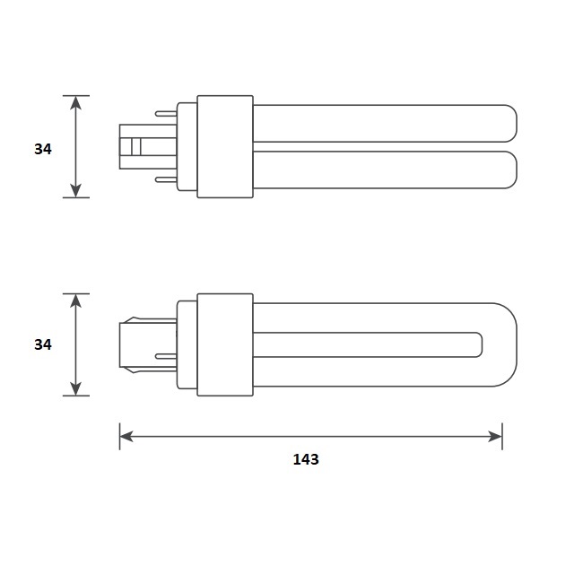 146313 Bailey Electric LED PL G24d LED Bulbs, Warm White, Clear, Single Ended shape