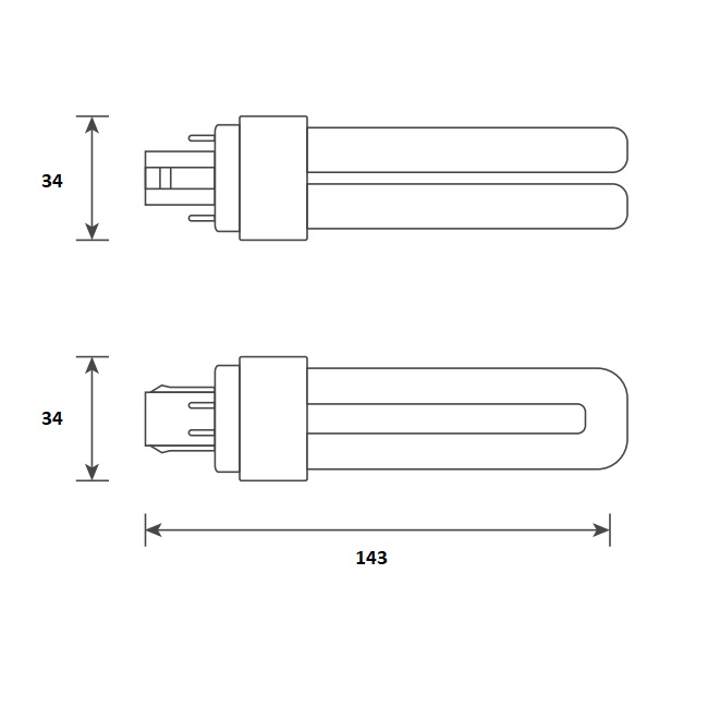 146315 Bailey Electric LED PL G24Q LED Bulbs, Warm White, Clear, Single Ended shape