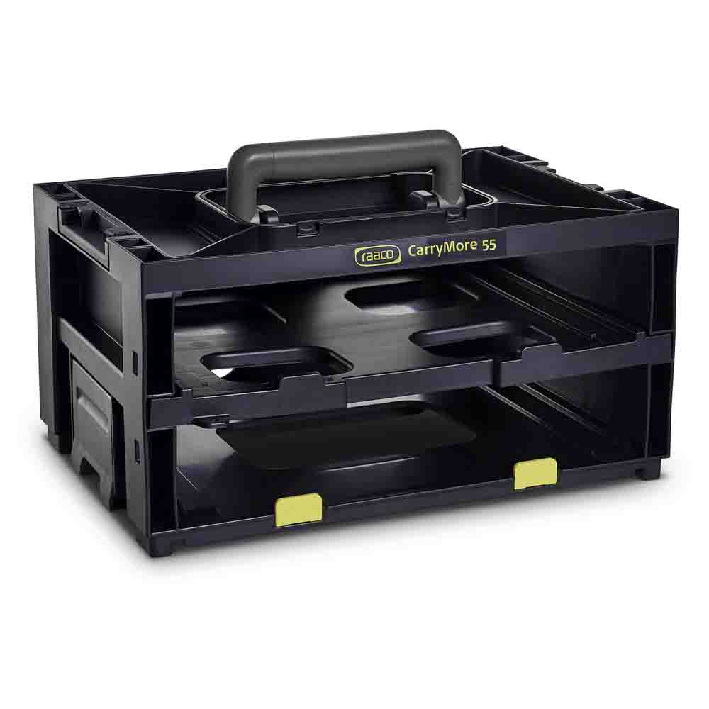 Raaco 2 Cell Black Plastic Compartment Box, 195 mm x 386mm x 263 mm