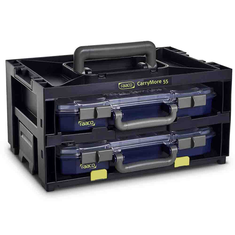 Raaco 2 Cell Black Plastic Compartment Box, 195 mm x 386mm x 263 mm