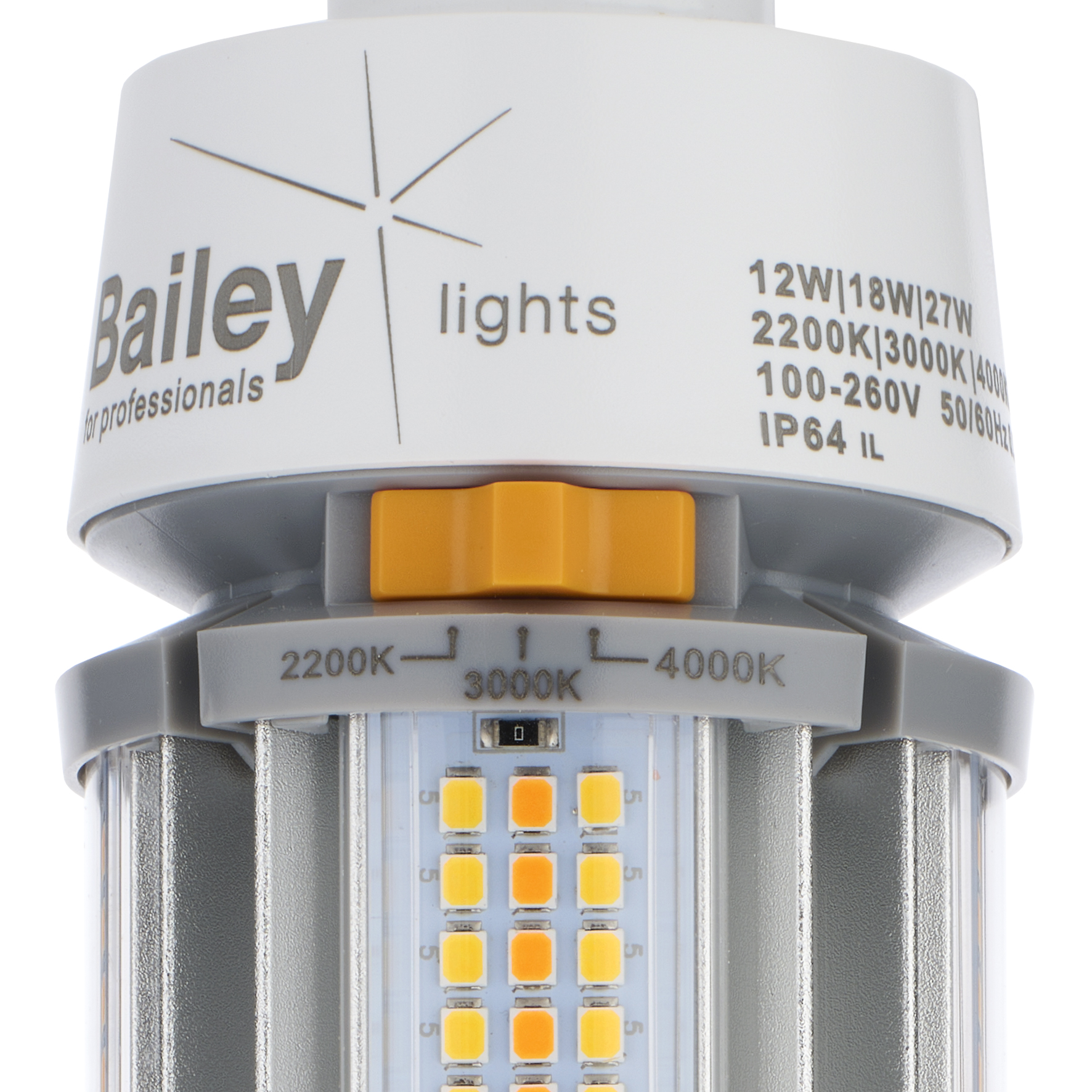146452 Bailey Electric LED Corn E27 LED Corn Lamp, Warm White, Clear, Single Ended shape