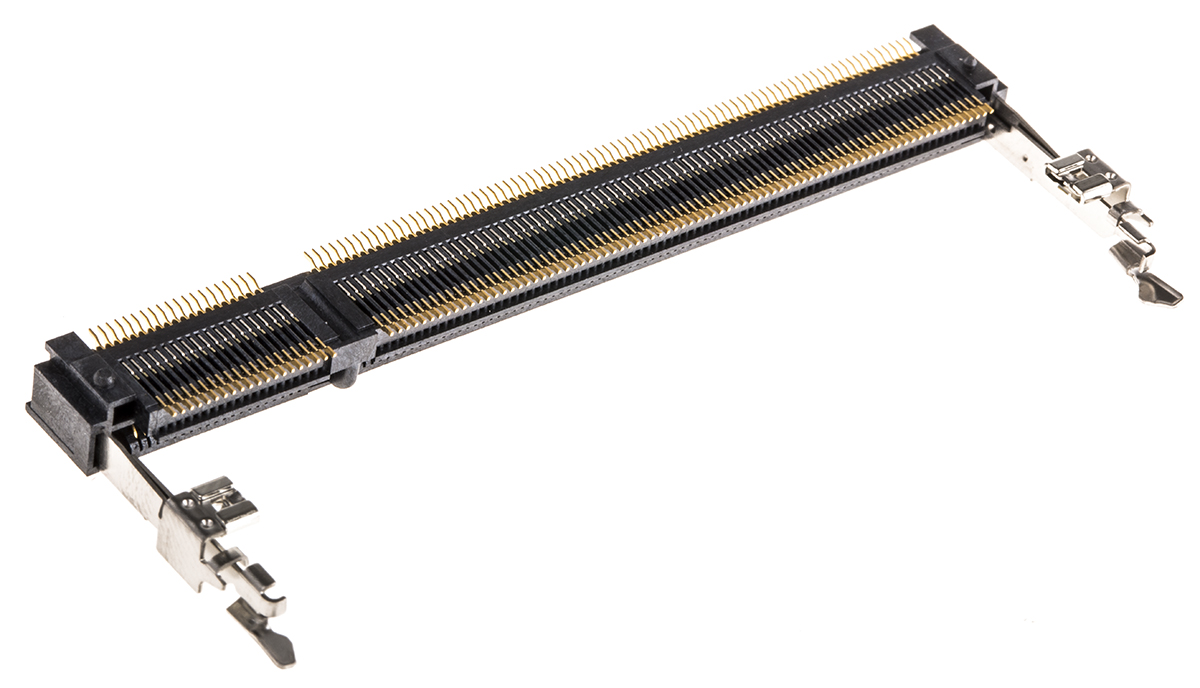 TE Connectivity 0.6 mm Pitch 200 Way, Right Angle Surface Mount Mount DDR2 DIMM Socket ,1.8V, 0.5A