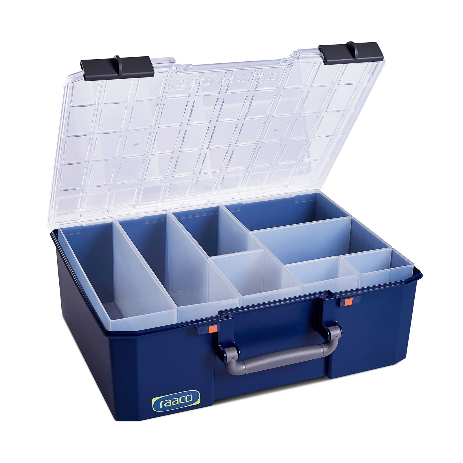 147507 Raaco 16 Cell Raaco Blue Painted Steel Adjustable Compartments Compartment Box, 403 mm x 451mm x 330 mm