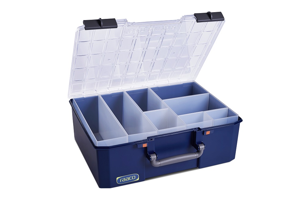 Raaco 8 Cell Raaco Blue Adjustable Compartments Compartment Box, 147 mm x 413mm x 330 mm