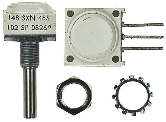 Vishay 148 10 kΩ Rotary Potentiometer 1-Turns 2-Gang Panel Mount, Through Hole, 14821F0GJSX13103KA