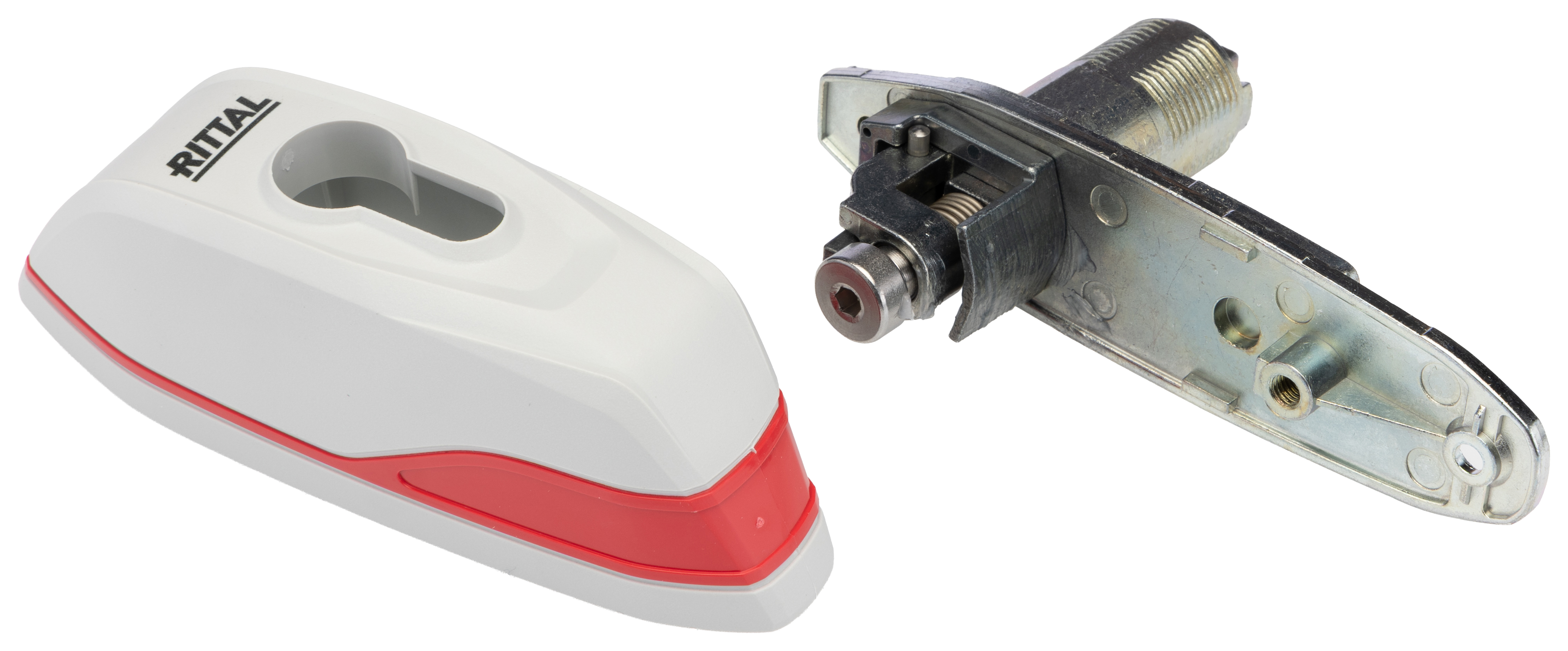 1485600 Rittal RAL 7035 Die Cast Zinc Locking Handle, Mini-Comfort Handle