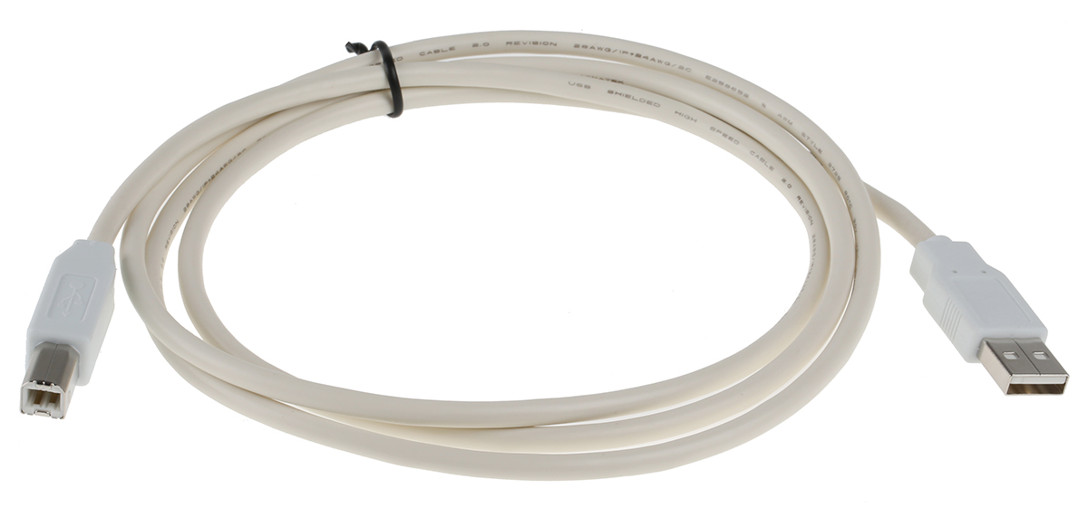 1487588-2 TE Connectivity  USB 2.0, Male USB Type A to Male USB B, White, 1.5 m