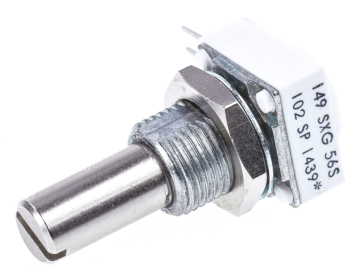 Vishay 149 1 kΩ Rotary Potentiometer 1-Turns 1-Gang Panel Mount, Through Hole, 14910F0GJSX10102KA