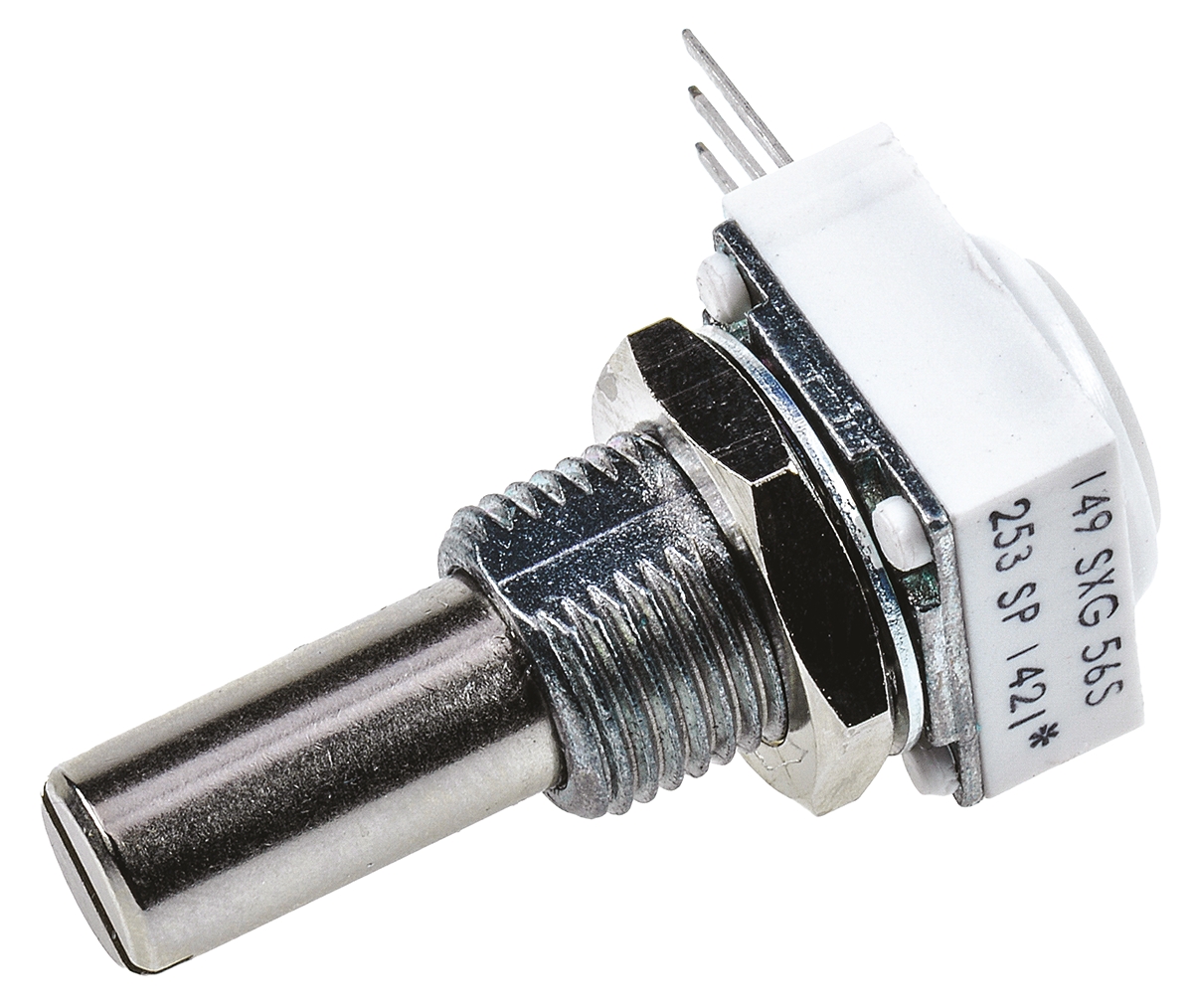Vishay 149 25 kΩ Rotary Potentiometer 1-Turns 1-Gang Panel Mount, Through Hole, 14910F0GJSX10253KA