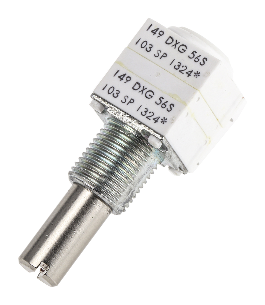 Vishay 149 10 kΩ Rotary Potentiometer 1-Turns 2-Gang Panel Mount, Through Hole, 14920F0GJSX13103KA