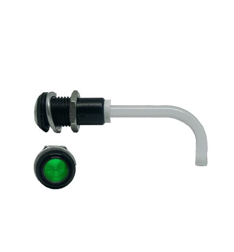 RHD-1100-2500-F9PZG67PR Bivar, Panel Mount Right Angle LED Light Pipe, Green Round Lens