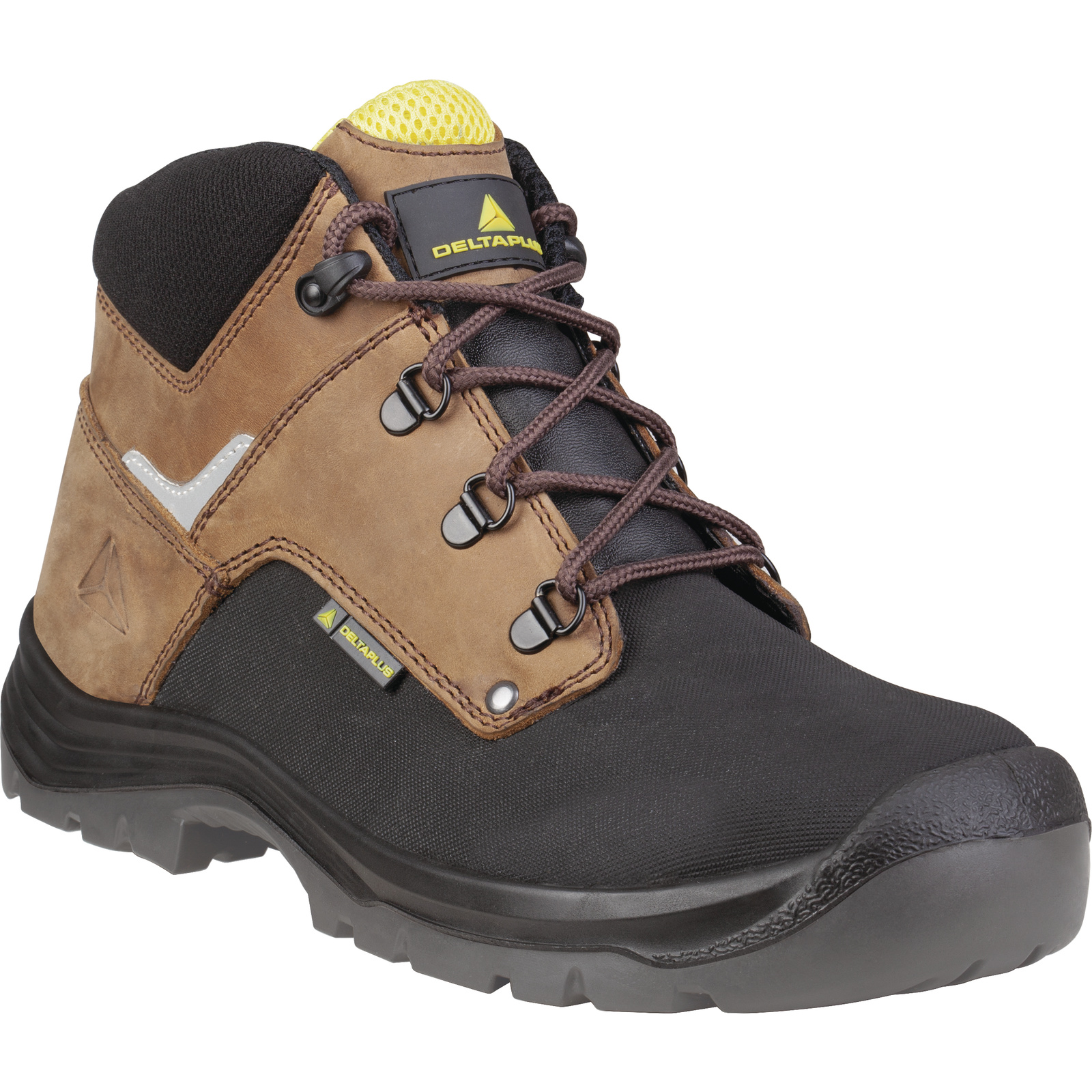 Delta Plus GOBI S3 SRC Beige, Black Composite Toe Capped Unisex Safety Boots, UK 8, EU 42