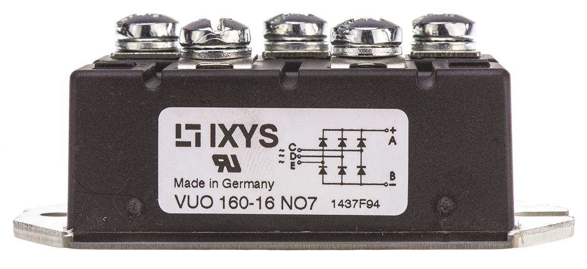 vuo160-16no7 IXYS Bridge Rectifier Module, 175A, 1600V, 3-phase, 5-Pin