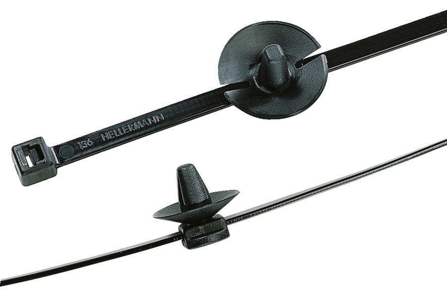 HellermannTyton Cable Tie, Releasable, 200 mm x 4.6mm, Black Polyamide 66