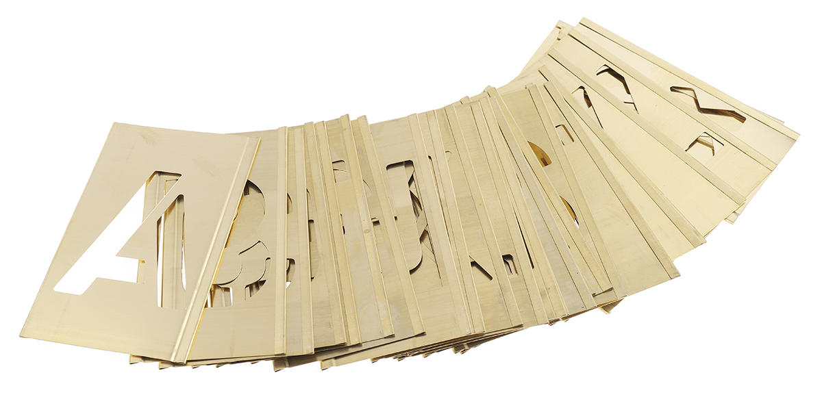 AT Brown 30 Piece Brass Stencil Letters Only, 50.8 mm Character Height