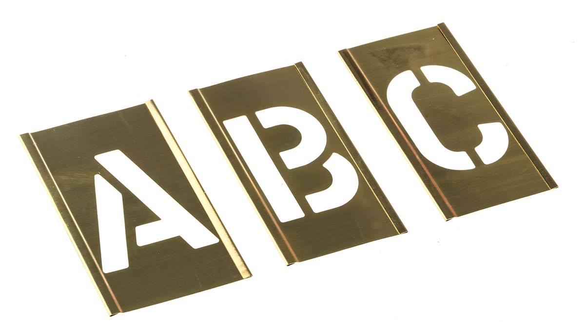 150761 AT Brown 105 Piece Brass Stencil Letters & Numbers, 51 mm Character Height