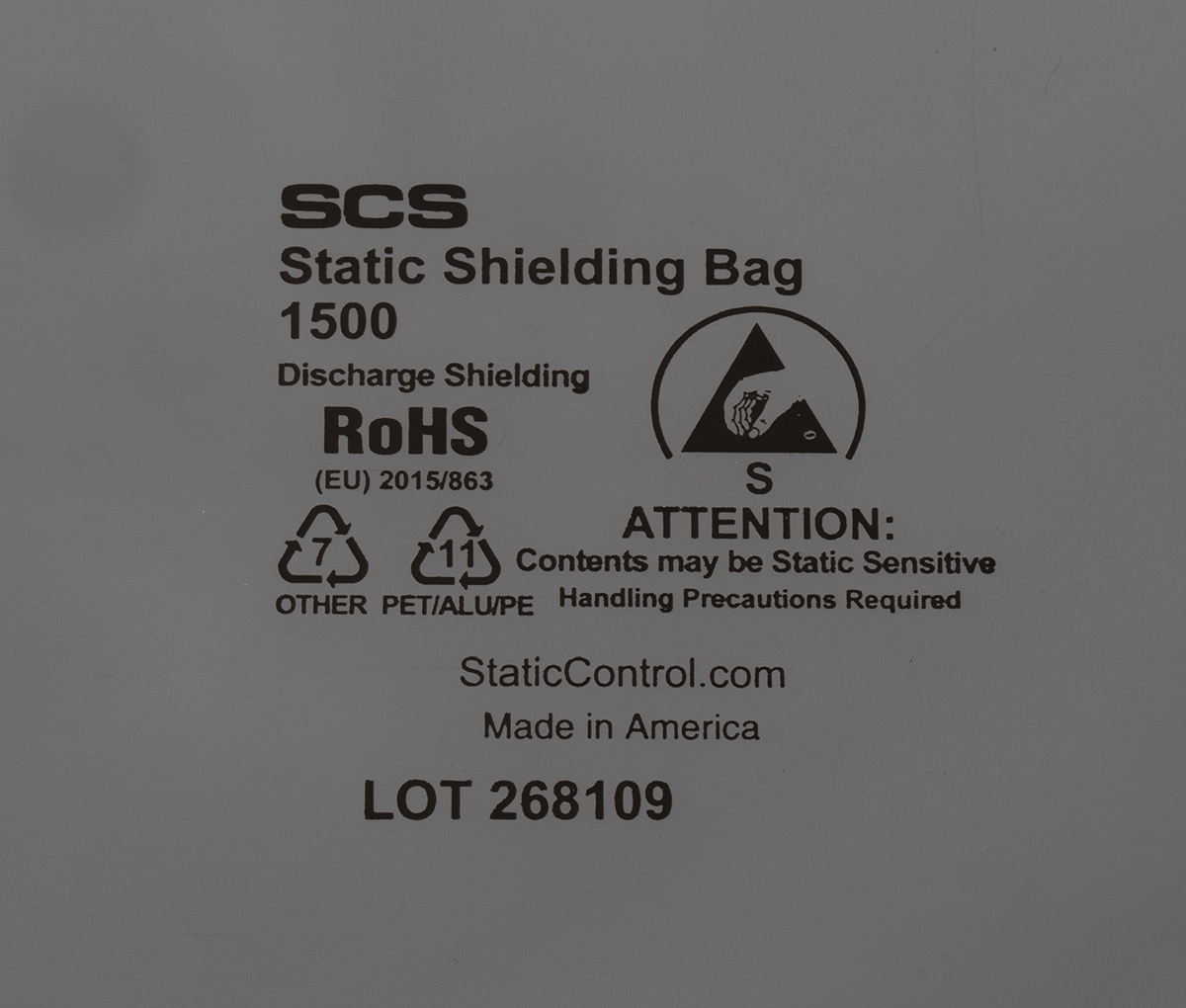 150820 SCS Bag 203mm(W)x 508 mm(L)