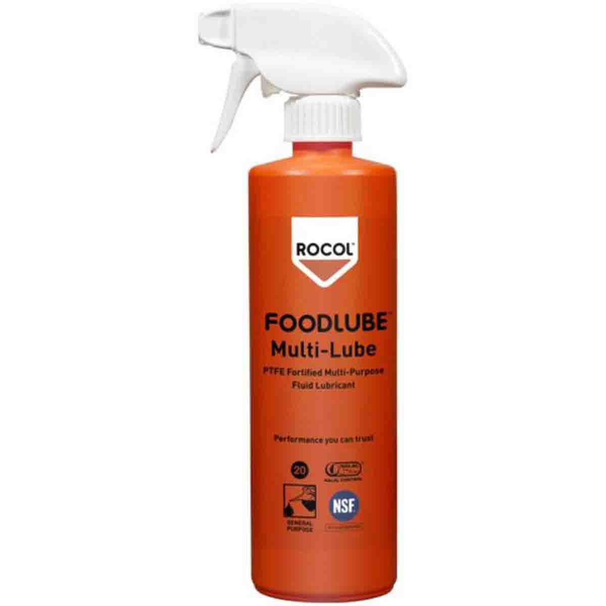 Rocol Foodlube Multi-Lube Fluid Lubricant Polytetrafluoroethylene 500 ml Spray Food Safe
