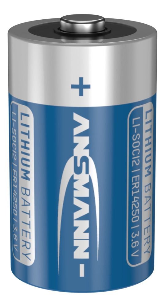 Ansmann Lithium Thionyl Chloride 3.6 V ER14250 1/2 AA Battery, 1200 mAh, 14.5 mm x 25.2 mm