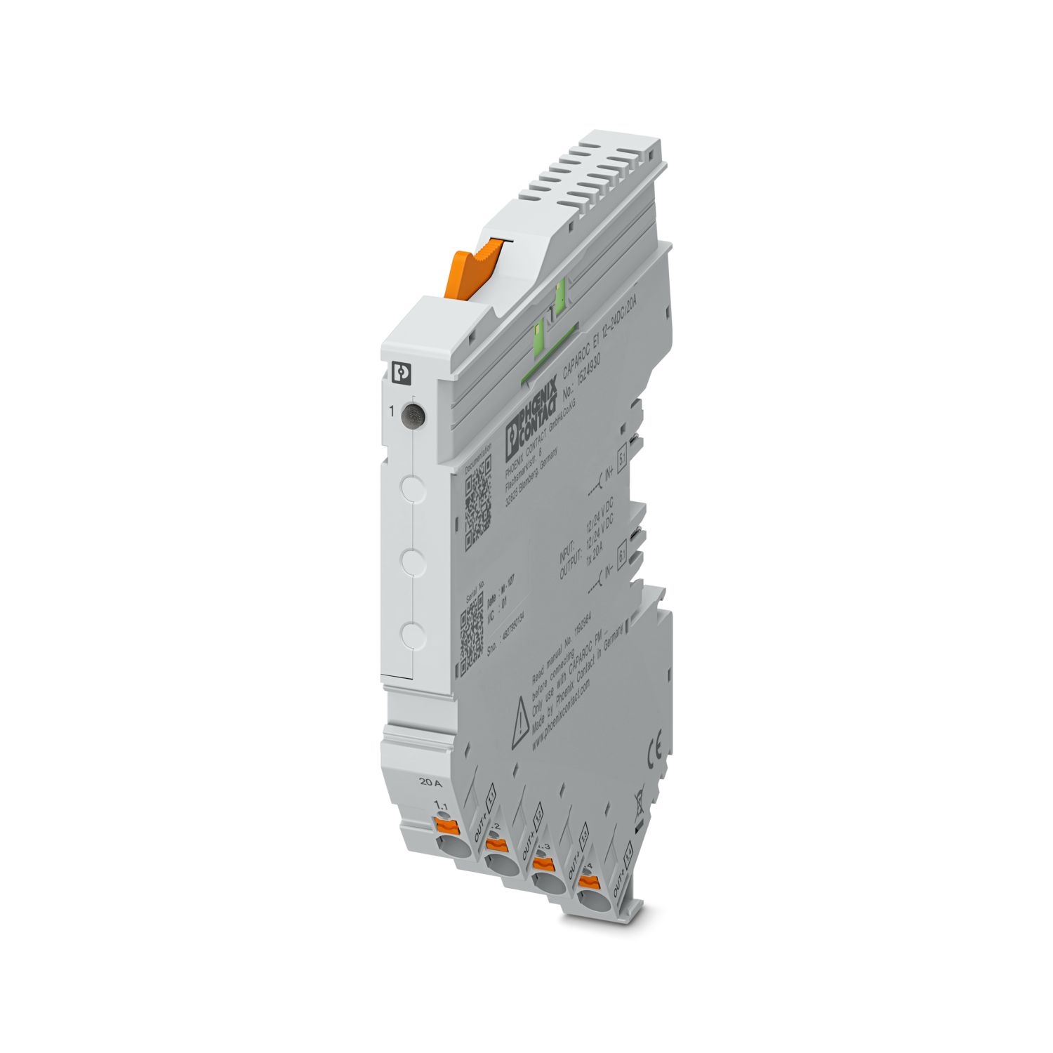 Phoenix Contact CAPAROC 1524 Electronic Circuit Breaker 20A 30V, DIN Rail Type E