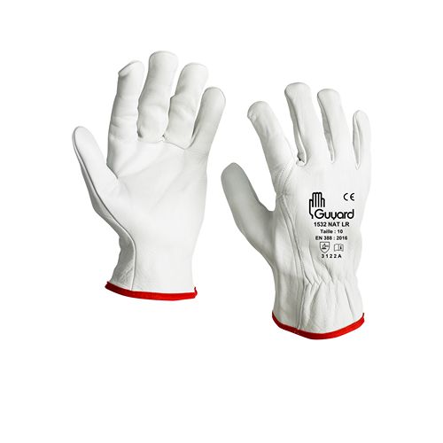 GUYARD 1532 NAT LR White Leather Glove, Size 9