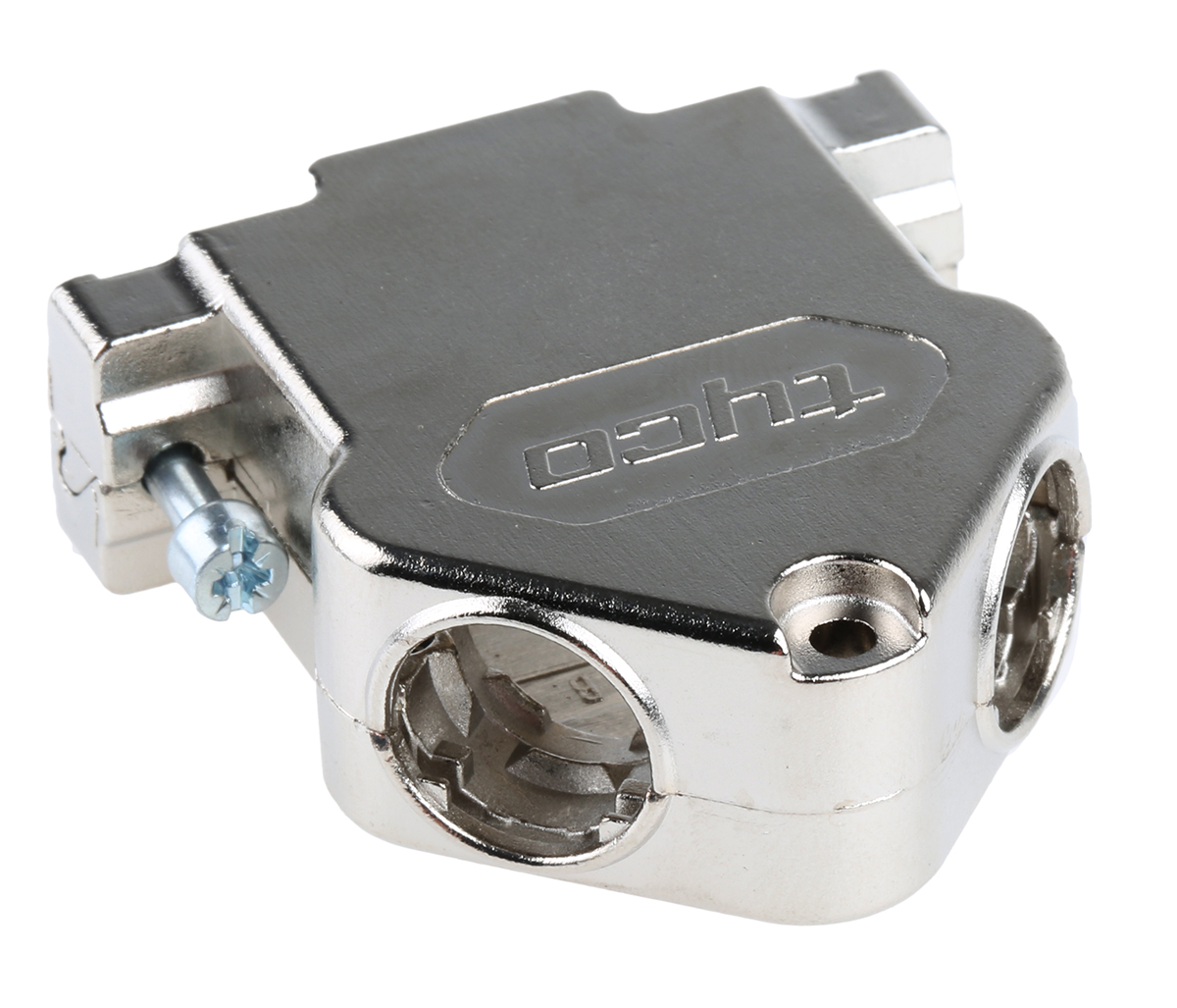 TE Connectivity AMPLIMITE HD-20 Series Gadolinium Zinc Alloy Angled D-Sub Backshell, 15 Way Strain Relief