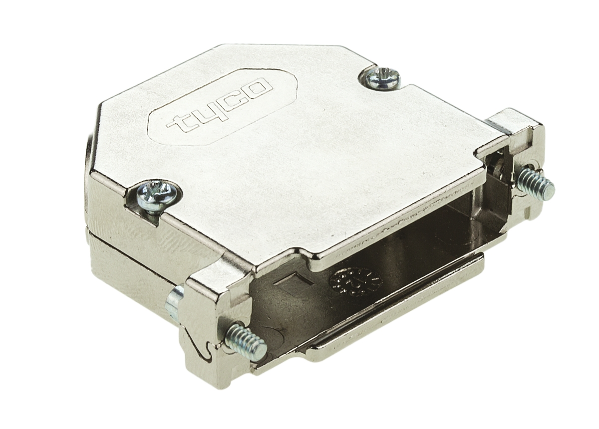 TE Connectivity AMPLIMITE HD-20 Series Gadolinium Zinc Alloy Angled D-Sub Backshell, 25 Way