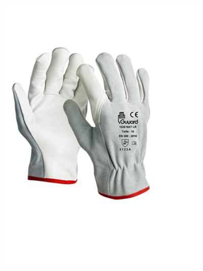 GUYARD 1538 NAT LR White Leather Work Gloves, Size 6