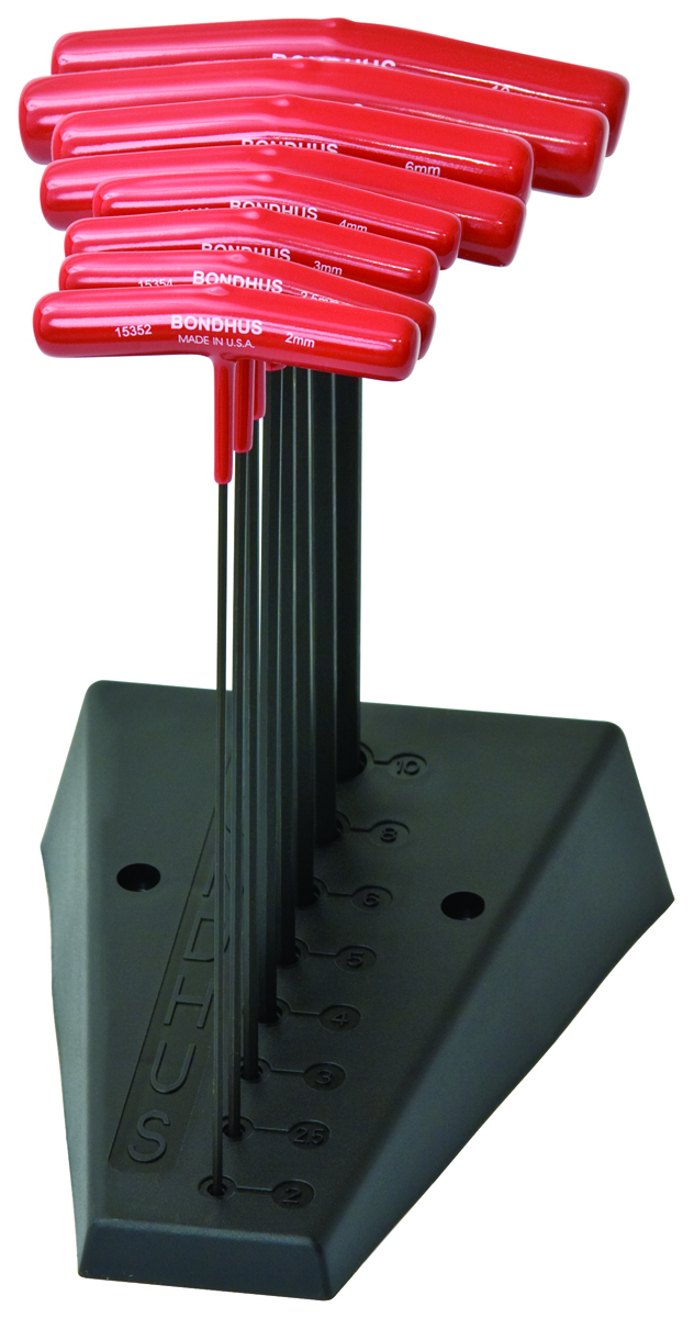 Bondhus 8 piece T Metric Hex Key Set, Hex size 10 mm, 2.5 mm, 2 mm, 3 mm, 4 mm, 5 mm, 6 mm, 8 mm