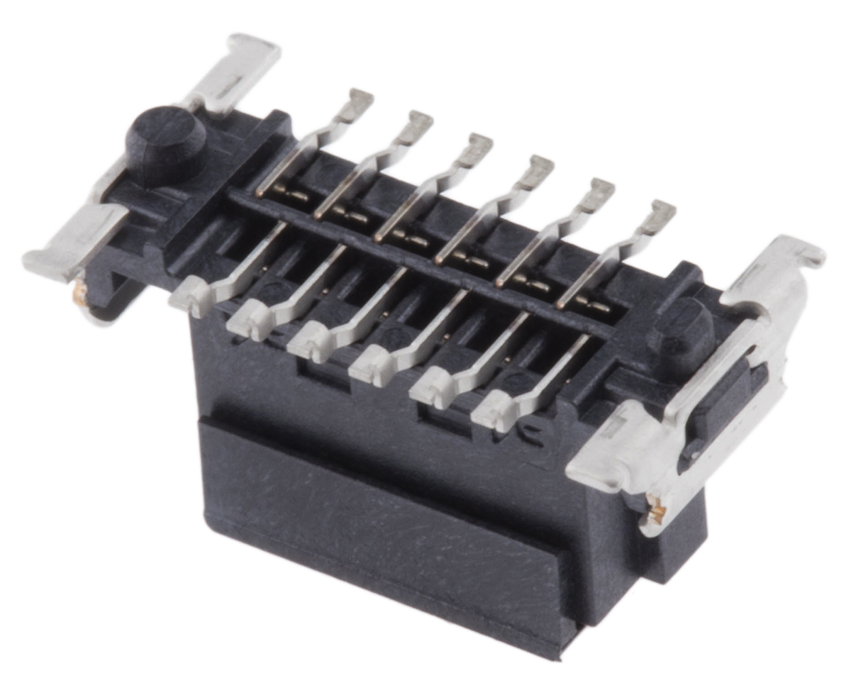 ERNI SMC Series Straight Surface PCB Socket, 12-Contact, 2 Row, 1.27 mm Pitch Solder