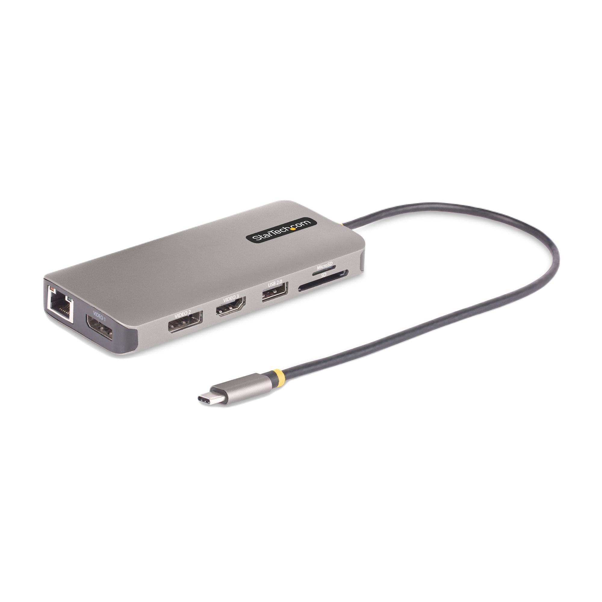 StarTech.com  3 3840 x 2160 pixel USB C Adapter CAT 4, EN ISO 13849-1 Portswith DisplayPort, HDMI, USB Hub - 4 xUSB
