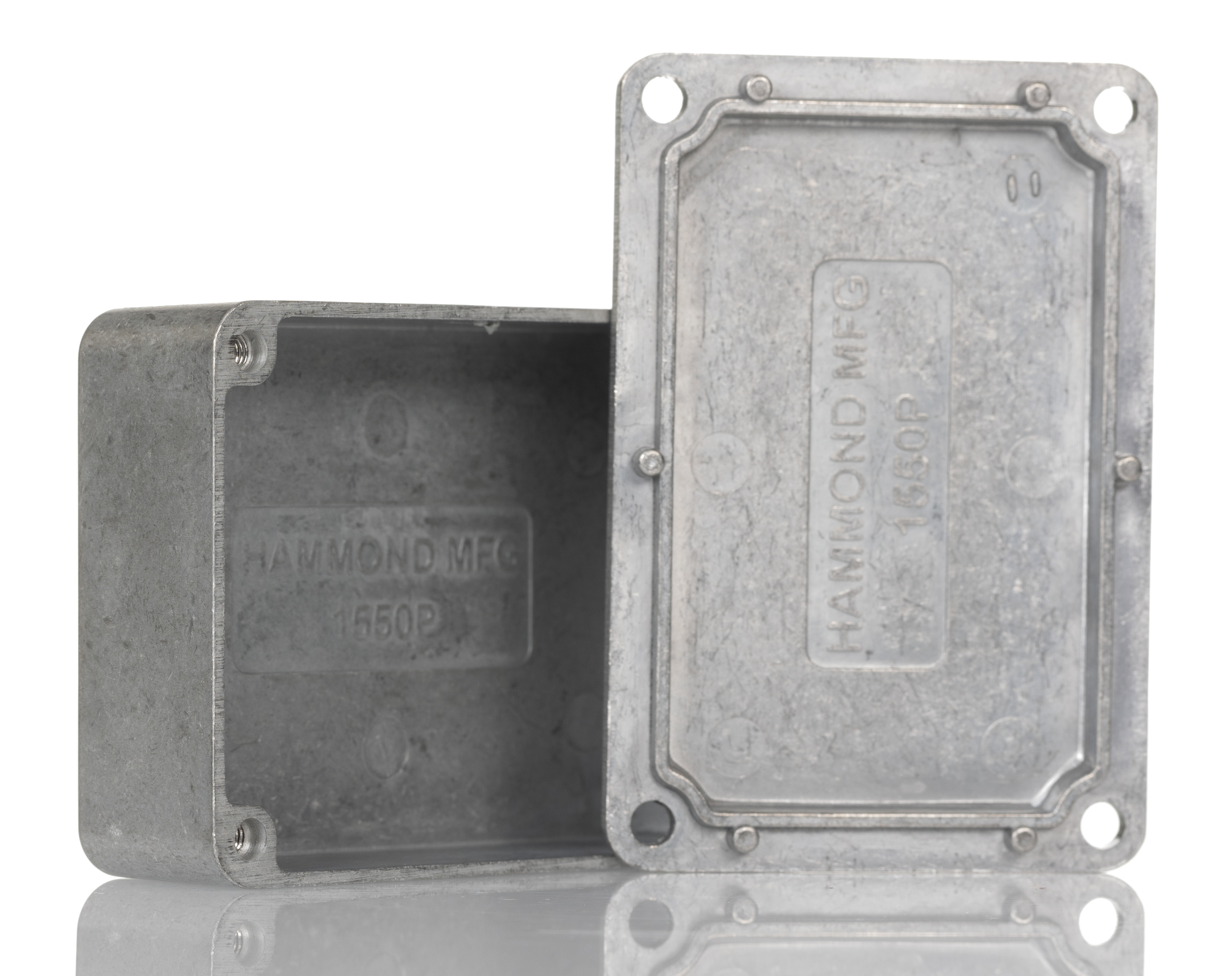 1550p Hammond 1550 Series Unpainted Die Cast Aluminium Junction Box, IP54, 80 mm, 55mm 21 mm