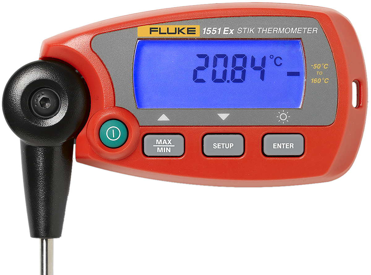 Fluke calibration 1551A Wired Digital Thermometer, RTD Probe, 1 Input(s), 160 °C Max, ±0.05°C Accuracy