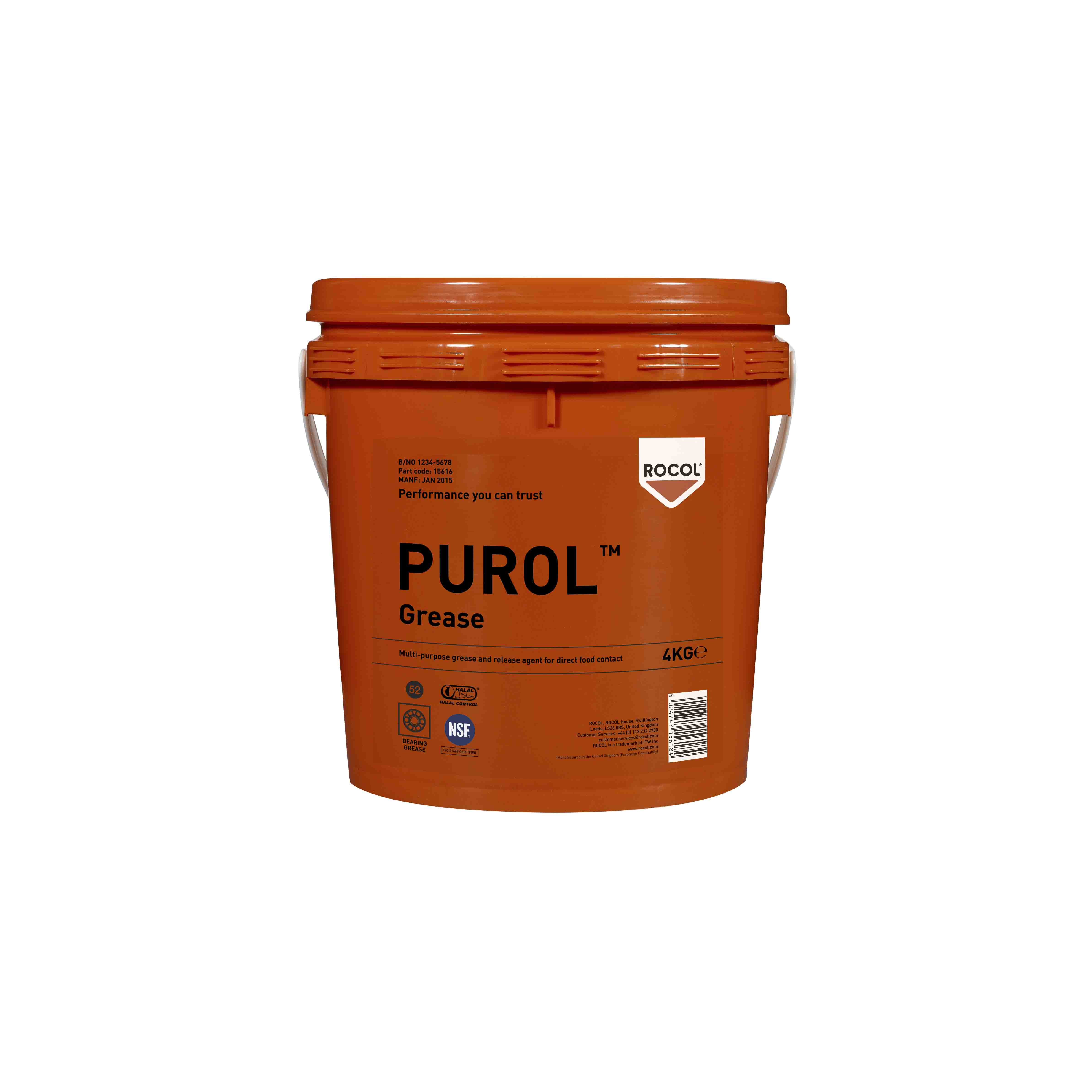 Rocol 4 kg Purol Grease Oil and Bucket Multi-Functional Grease for Clean Environment, Food and Industrial Applications,