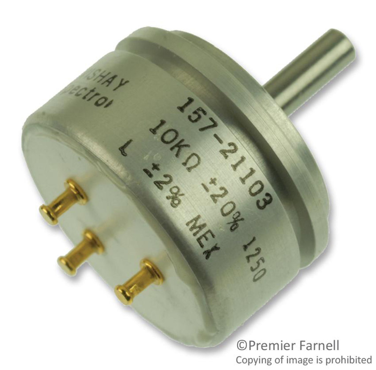 Vishay 157 10 kΩ Rotary Potentiometer 1-Turns 1-Gang Servo Mount, 157-21103