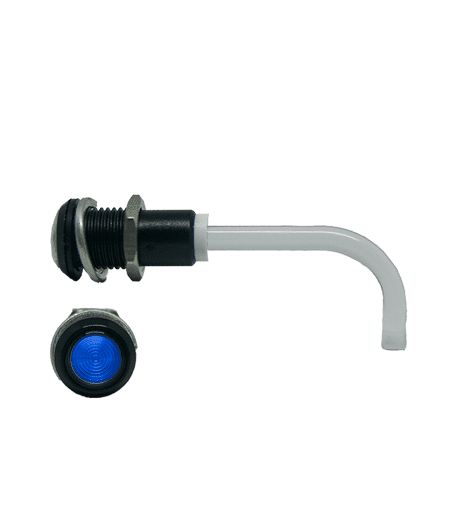 RHD-0900-3000-F9PZB67PR Bivar, Panel Mount Right Angle LED Light Pipe, Blue Round Lens