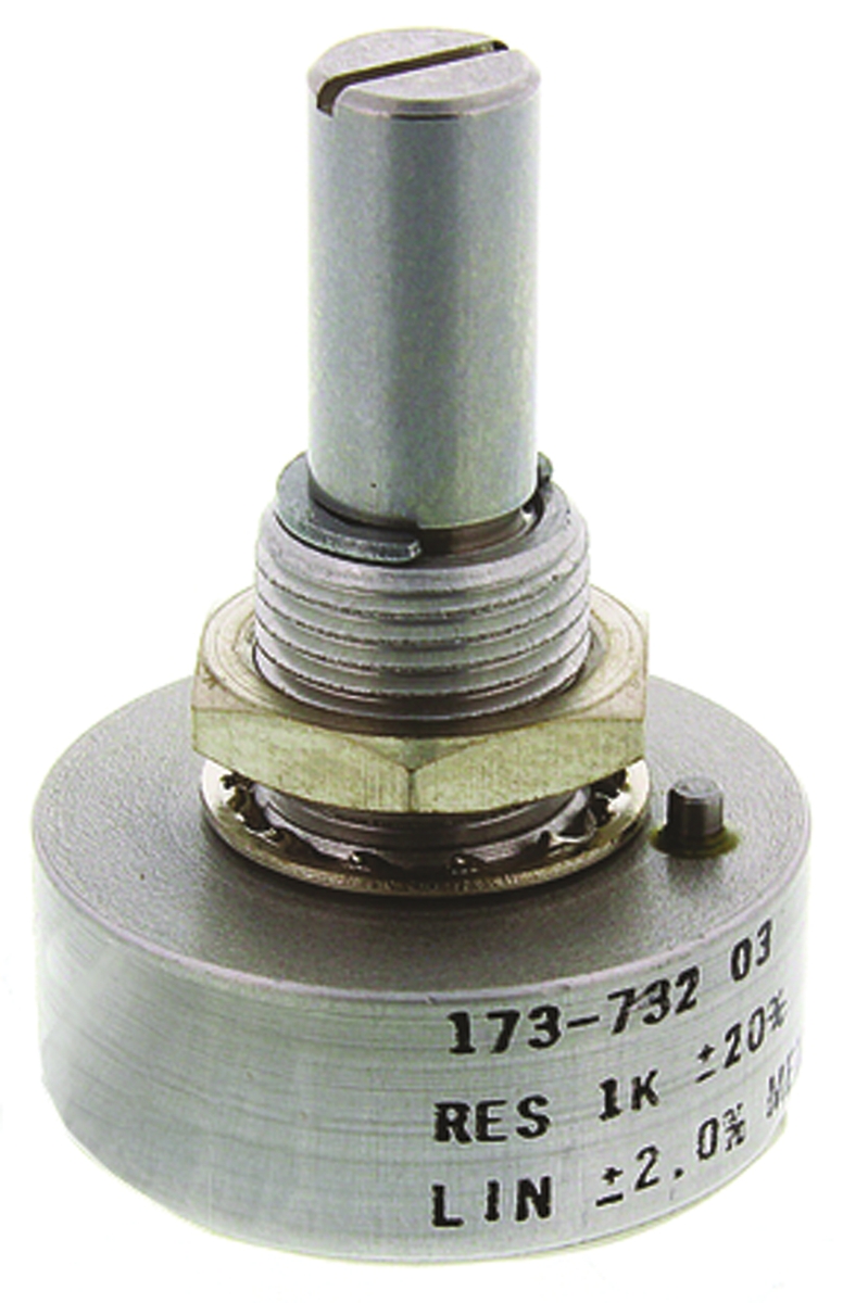 Vishay 157 1 kΩ Rotary Potentiometer 1-Turns 1-Gang Panel Mount, 157B102MX9001