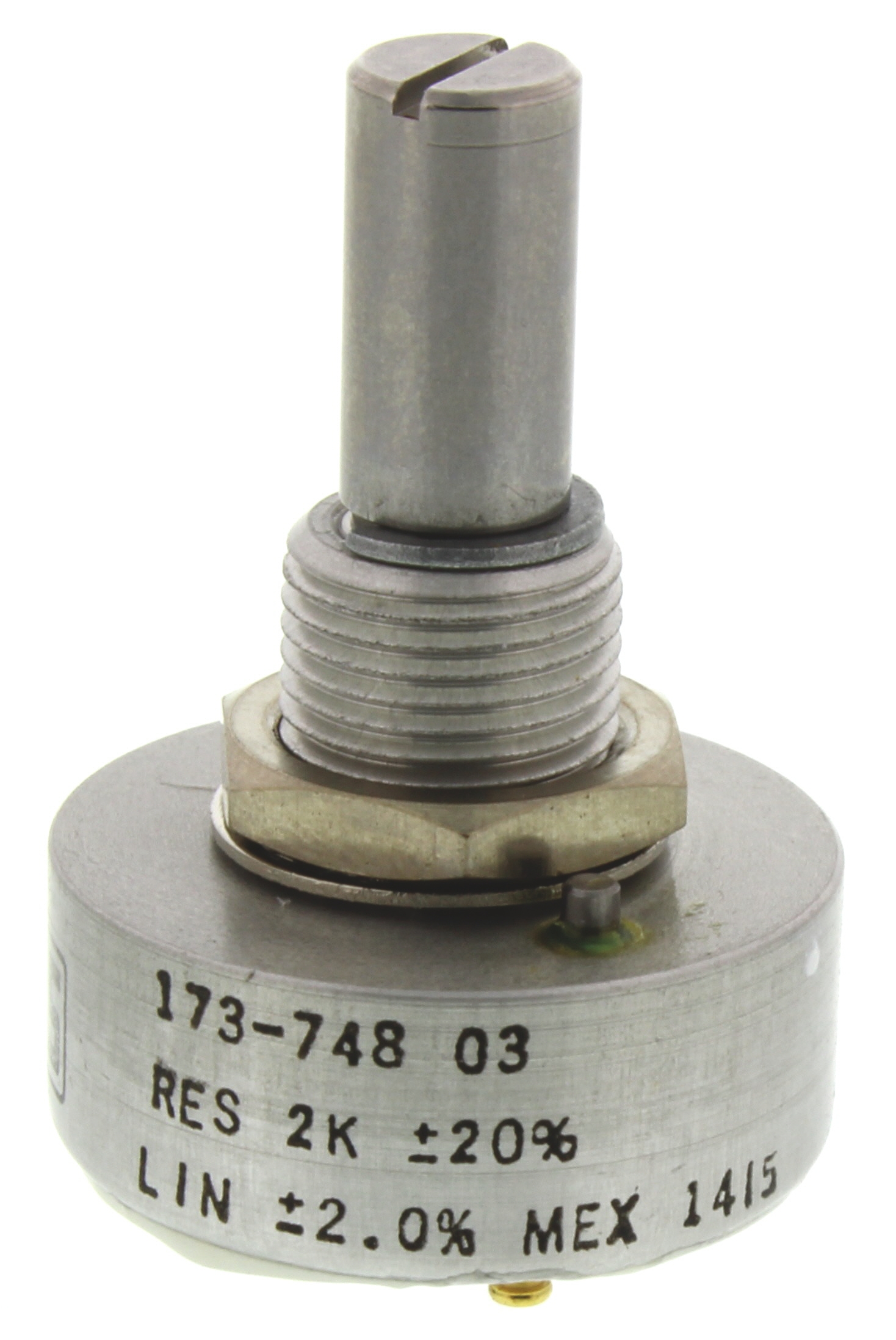 157b202mx9001 Vishay 157 2 kΩ Rotary Potentiometer 1-Turns 1-Gang Panel Mount, 157B202MX9001
