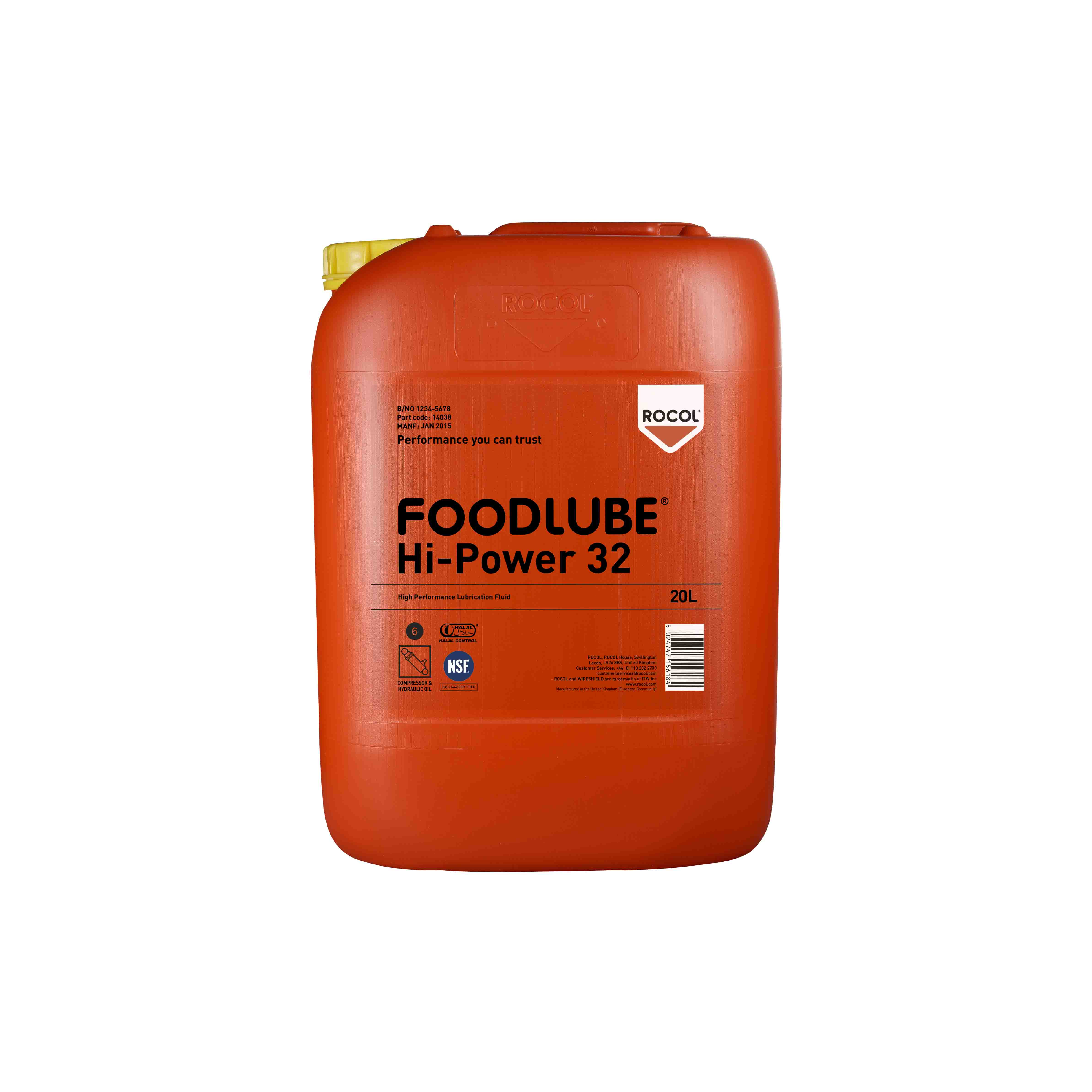 Rocol Foodlube® Hi-Power 32 Lubricant Oil 20 L Can Food Safe