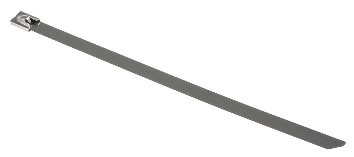 RS PRO Cable Tie, Roller Ball, 200 mm x 7.9mm, Metallic 316 Stainless Steel
