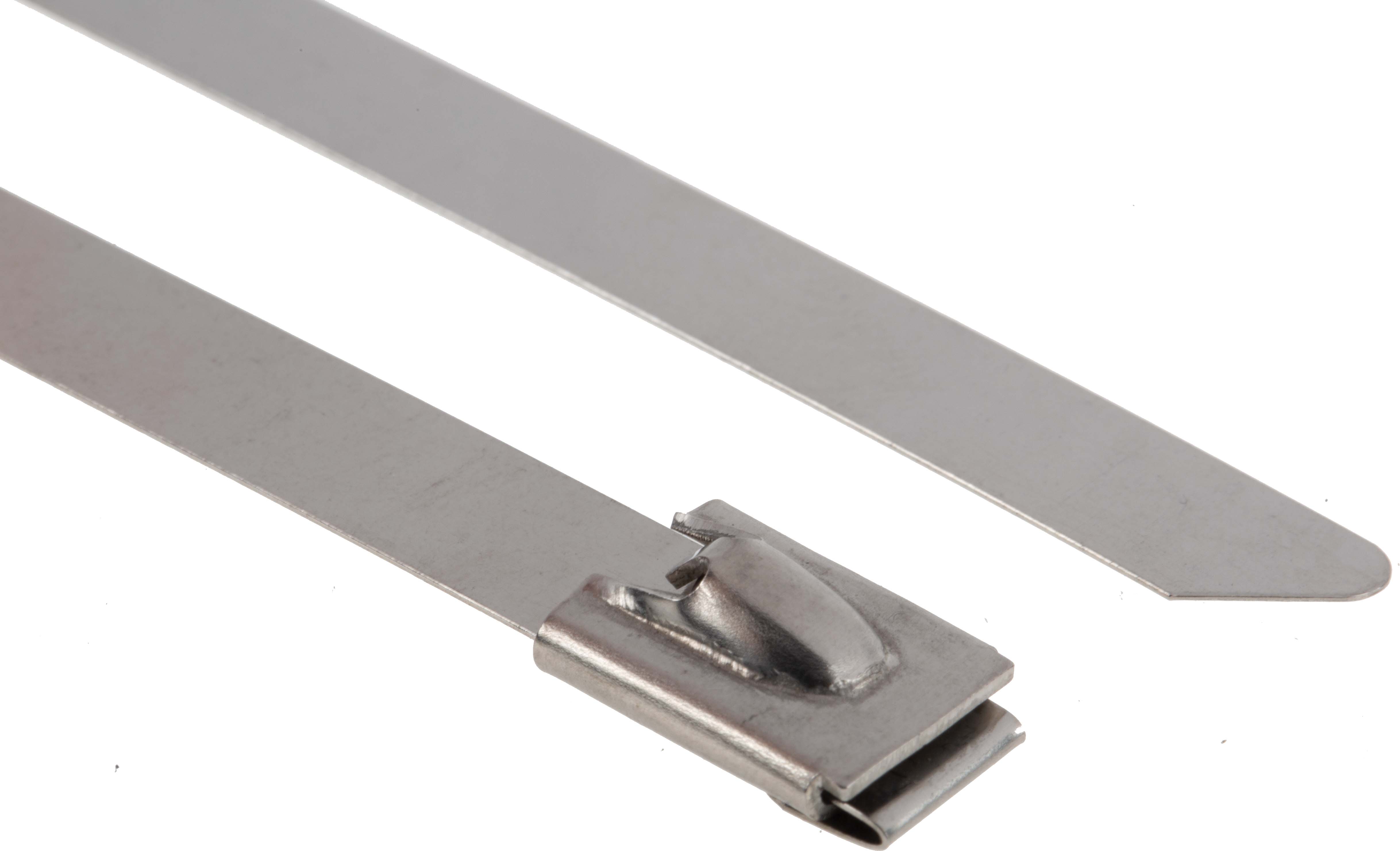 RS PRO Cable Tie, Roller Ball, 360 mm x 7.9mm, Metallic 316 Stainless Steel