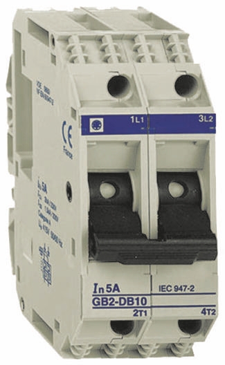 Schneider Electric 3A 2P Pole Thermal Magnetic Circuit Breaker, 277 V ac, 415 V ac GB2