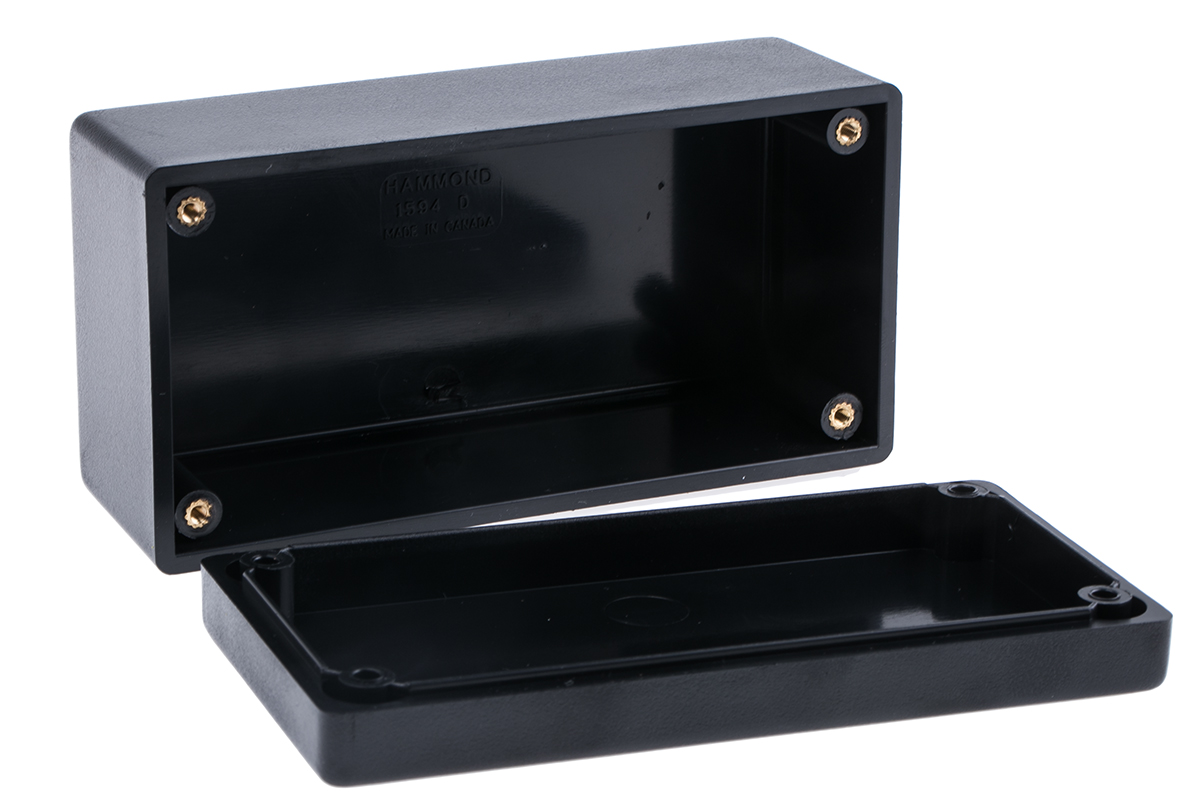 1594dbk Hammond 1594 Series Black Flame Retardant ABS Enclosure, IP54 55.1 mm, 131.5 mm, 66.3 mm