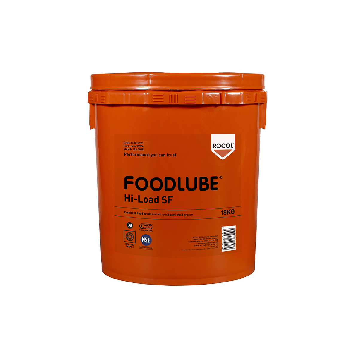Rocol Foodlube Hi-Load SF Lubricant Grease 18 kg Pail Food Safe