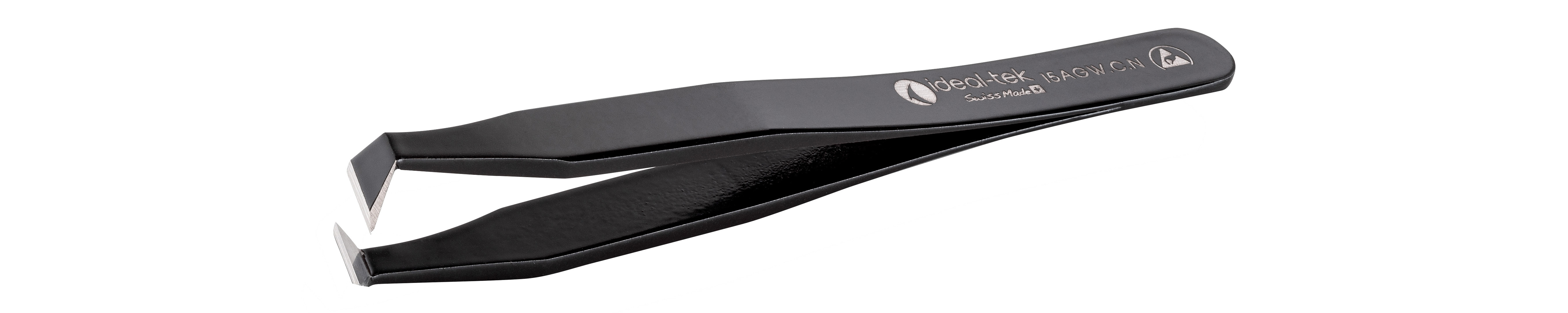 ideal-tek 115mm Carbon Steel Cutting, Angled ESD Safe Tweezer